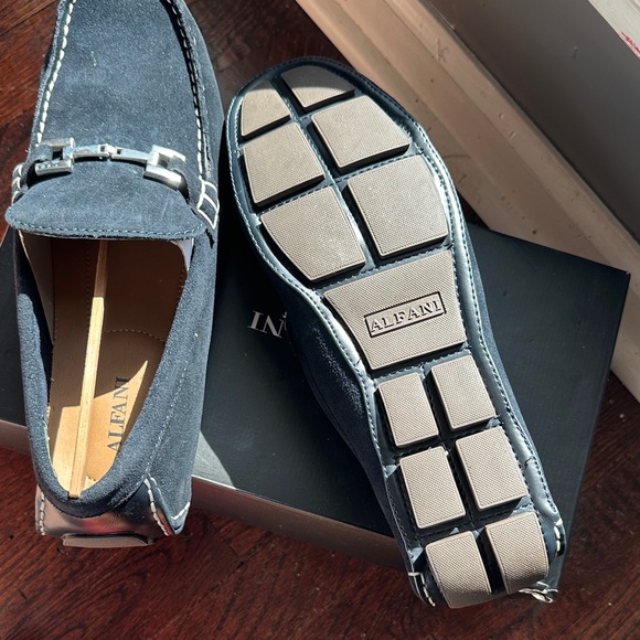 Alfani Men's Loafers Navy Suede with Brush Steel Hardware Sz 11 M New with box - Picture 3 of 4